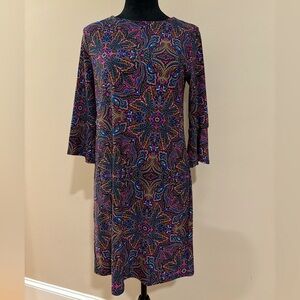 Jude Connally Paisley Midi Quarter Flare Sleeve Dress Size XSmall